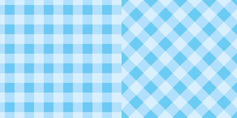 Gingham checkered plaid pattern in blue use for tablecloth, gift paper, napkin, blanket, scarf, textile and etc.