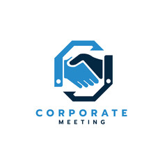 Corporate deals business meetings logo design creative and unique idea handshaking logo