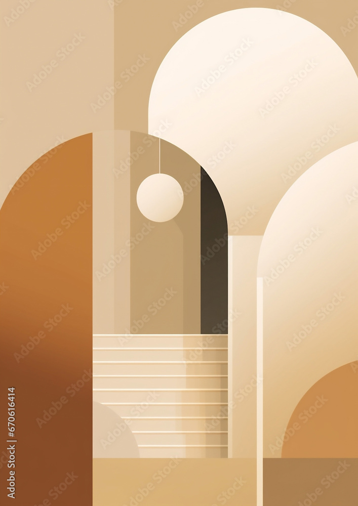 Poster building interior design window arch art background empty corridor illustration abstract architectur