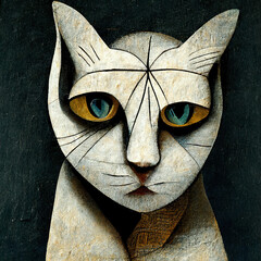abstract portrait of a cat, cubism, artistic, art, colors, generative AI - obrazy, fototapety, plakaty