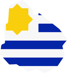 drawing of uruguay flag map. - obrazy, fototapety, plakaty