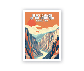 Black Canyon of The Gunnison National Parks Illustration Art.