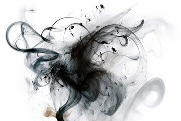 Fototapeta premium Abstract colorful ink splashes isolated on white background. Colorful ink in water.