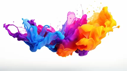 Foto op Canvas Colorful Paint Splash Isolated on the White Background  © Humam