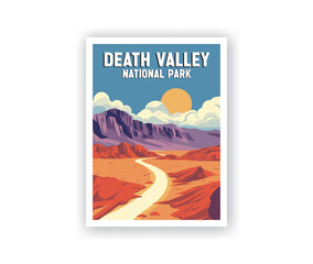Death Valley National Parks Illustration Art. - obrazy, fototapety, plakaty