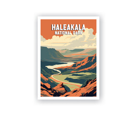 Haleakala National Parks Illustration Art.