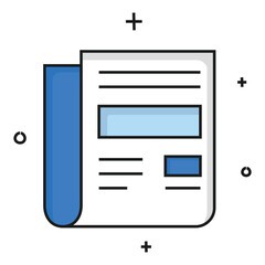 Icon representing a newspaper, perfect for news related apps and websites, journalism, or media related projects.