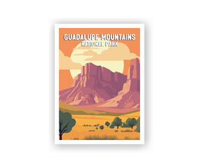Guadalupe Mountains National Parks Illustration Art.