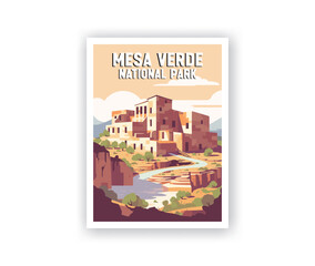 Mesa Verde National Parks Illustration Art.