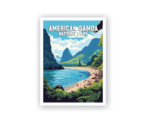 American Samoa National Parks Illustration Art.