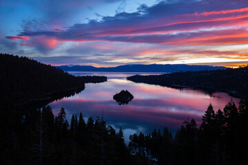 Beautiful Sunrise Over Emerald Bay at Lake Tahoe 