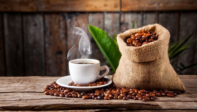 cup of coffee with beans
