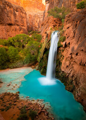 Incredible Natural Turquoise Waterfall in Grand Canyon Arizona