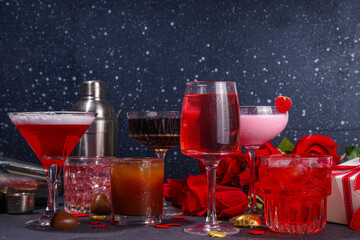Valentine day cocktail bar background