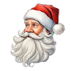 Santa Claus with a big beard. Transparent Background