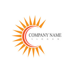 Sun logo vector template and symbol design