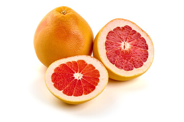 Red grapefruits, isolated on white background.