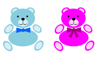 Pink and blue teddy bear set