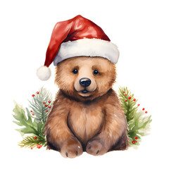 christmas cute bear ,santa ,red