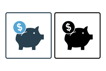 saving icon. icon related to investments and financial concepts. Solid icon style. Simple vector design editable