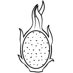 Isolated dragon fruit, outlined dragon fruit