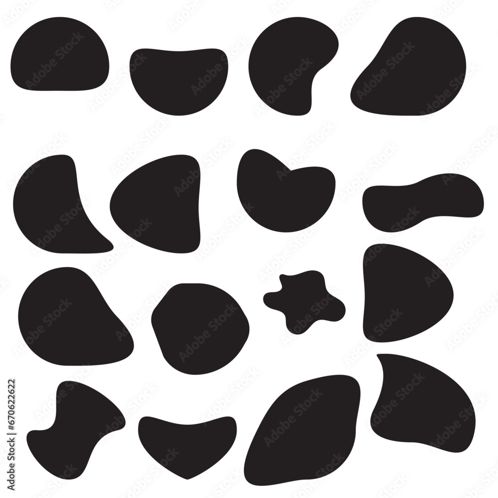 Poster blob shapes vector set. blob shape vector illustration set organic abstract. elements monochrome col