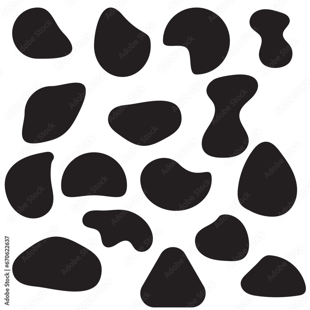 Poster blob shapes vector set. black abstract shapes, organic blobs and blotch of irregular shape. organic 