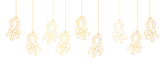 Christmas candy hanging gold color line art style. christmas elements
