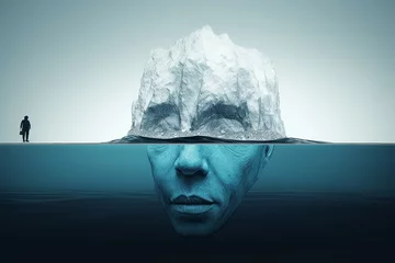 Poster Conceptual image of human head with iceberg floating on water surface © Ahsan ullah