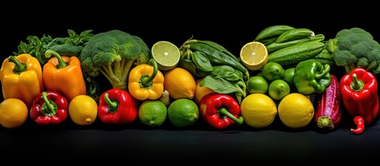 Collection of different fresh fruits and vegetables.