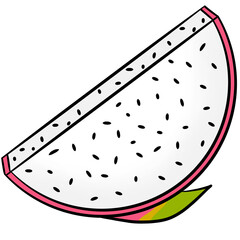 Isolated dragon fruit, cartoon character, a slice of dragon fruit 