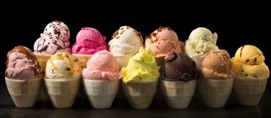 Large assortment of artisanal ice cream.