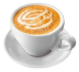 xícara com café expresso cremoso isolado em fundo transparente
