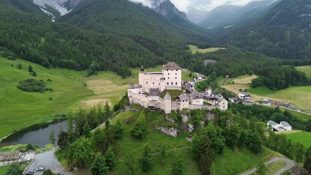 drone video Tarasp castle switzerland europe