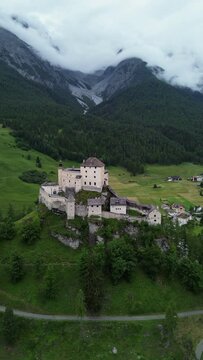 drone video Tarasp castle switzerland europe