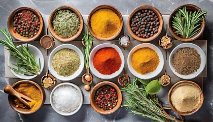 Obraz na płótnie Canvas variety of spices and herbs