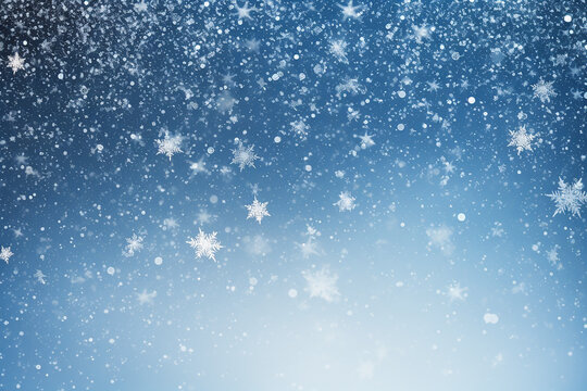 Fondo navide&ntilde;o color azul nevado y copos de nieve con espacio para texto