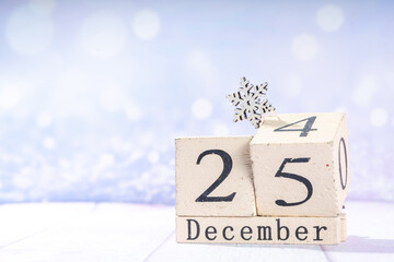 Block calendar with Christmas Day