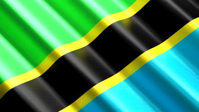 Tanzania - waving textile flag - 3D 4k seamless loop animation (3840 x 2160 px)