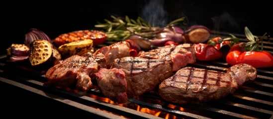 Beef steaks on the grill