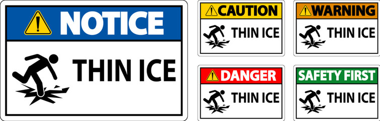Water Safety Sign Danger - Thin Ice