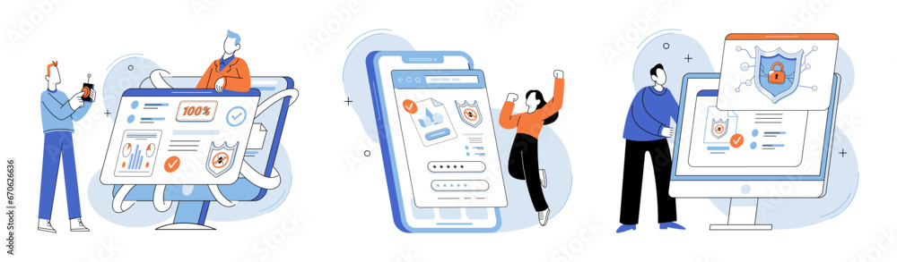 Poster data protection. vector illustration. businesses prioritize privacy and datprotection to build trust