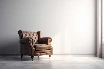 interior with white armchair. 3d render illustration mock up