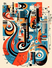 Colorful detailed compositions with lot of musical objects and symbols. International Music Day Poster. 