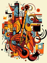 Colorful detailed compositions with lot of musical objects and symbols. International Music Day Poster.