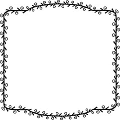 Spiral leaves Branch Square Frame laurel wreath silhouette black horizontal vintage frames flower floral leaf border Botanical Branches ornate leaf Elements design border retro badge decoration isolat