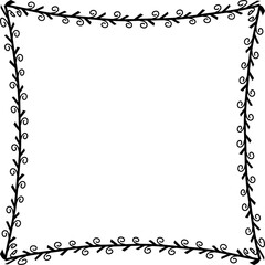 Spiral leaves Branch Square Frame laurel wreath silhouette black horizontal vintage frames flower floral leaf border Botanical Branches ornate leaf Elements design border retro badge decoration 