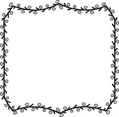 Spiral leaves Branch Square Frame laurel wreath silhouette black horizontal vintage frames flower floral leaf border Botanical Branches ornate leaf Elements design border retro badge decoration 