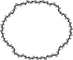 Spiral leaves Branch Square Frame laurel wreath silhouette black horizontal vintage frames flower floral leaf border Botanical Branches ornate leaf Elements design border retro badge decoration 