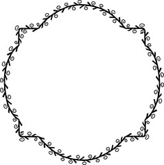 Spiral leaves Branch Square Frame laurel wreath silhouette black horizontal vintage frames flower floral leaf border Botanical Branches ornate leaf Elements design border retro badge decoration 